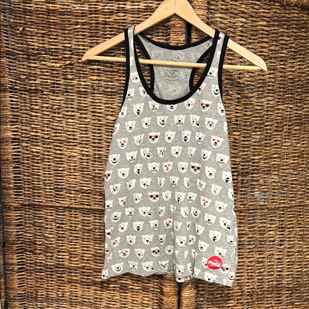 Coca Cola Gray Tank Top with Polar Bear  Print